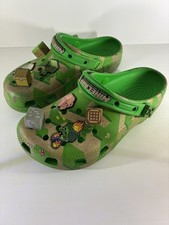 Minecraft Crocs Shoes Kids Size 6 Creeper Pig Blocks 3D Green Iconic Comfort