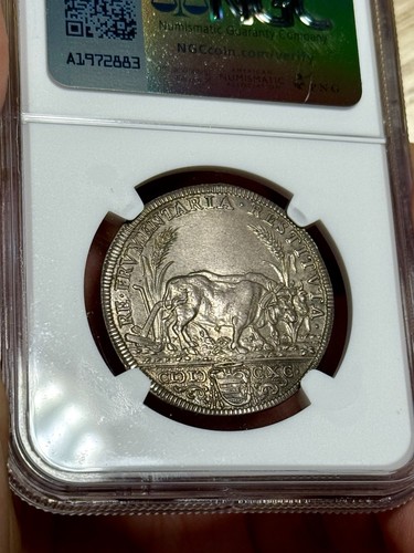 1690 Italien Kirchenstaat Silber Testone, Alexander VIII., NGC AU-58 - Bild 10 von 10