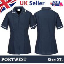 Healthcare Navy Polka Dot Tunic Uniform Nurses Carer Beauty Work Top Size XL