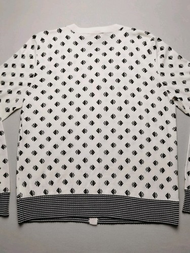 TORY BURCH Womens UK XL 100% Merino Wool Fish Cardigan VGC Off White Button Up - Picture 13 of 20