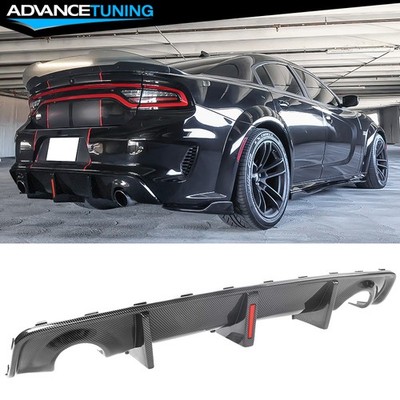 Fits 20-23 Charger Widebody Carbon Fiber Print Rear Lip Diffuser W/ Brake Light