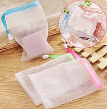 10PCS Double Layer Bubble Foam Net Exfoliating Mesh Soap Saver Pouch Drawstri...