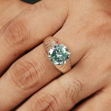 3.70 Ct. Round Cut Blue Diamond 925 Sterling Silver Men s Ring Wedding Gift