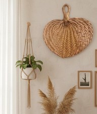 3 pk Hand-Woven Natural Fiber Leaf Fan - Boho Wall Decor