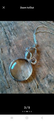 Handmade Artisan Jewelry Soldered Elegant Magnifying Glass Necklace Silver 