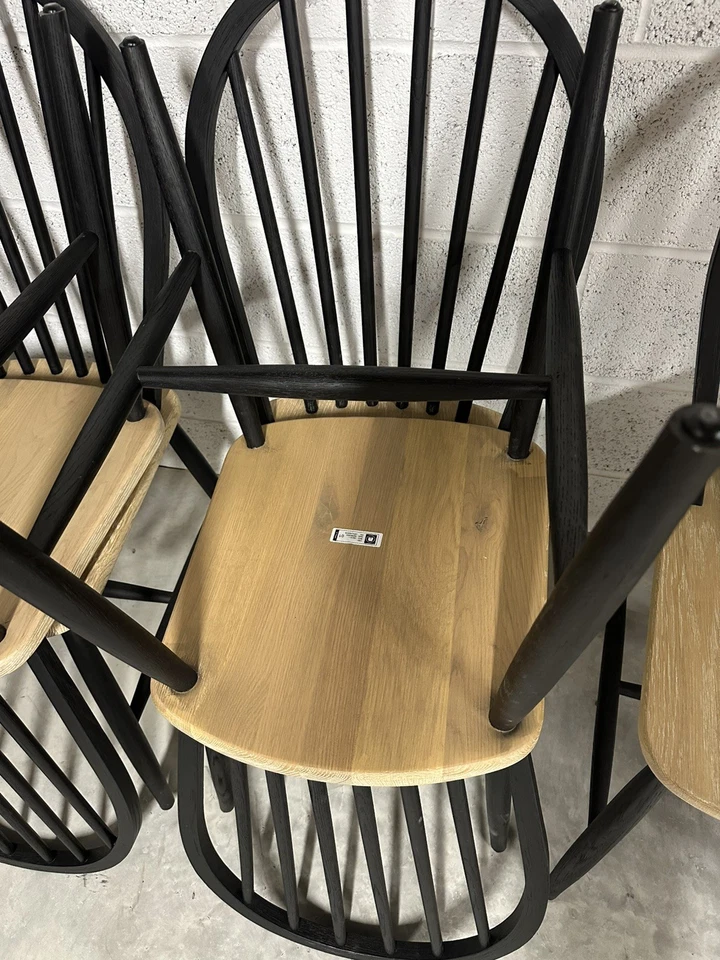 Cotswold Company Berkeley Oak and Black Set of 4 Dining Chairs - Image 4 of 4