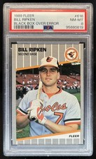 1989 Fleer Bill Ripken Black Box Over Error #616e Orioles PSA 8