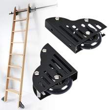 2Pcs Ladder Hardware Kit Sliding Library Ladder Hardware Movable Stable Indoor