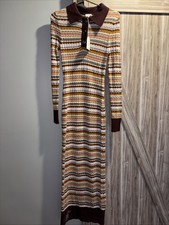 Song Of Style Revolve Idella Polo Dress in Lilac & Rust Multi Size M NWT