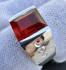 Natural Red Garnet Gemstone With 925 Sterling Silver Ring for Men's Stylish Ring