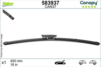 Balai d'essuie-glace plat 583937 VALEO pour FIAT MINI CITROËN RENAULT PEUGEOT - Photo 1/4