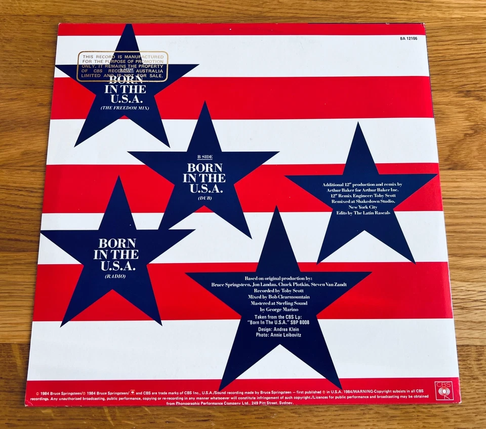 Bruce Springsteen - Born In The USA Rare Australia White Label Promo 12" Single - Bild 3 von 4