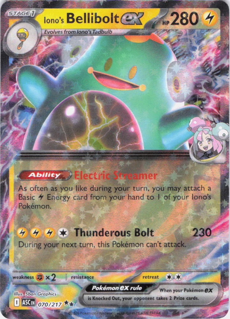 Iono's Bellibolt ex Ascended Heroes 070/217 Holo Pokemon TCG NM