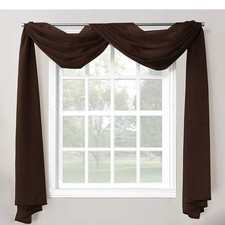 Sheer Scarf Valance Dark Brown Curtain 58" X 214"