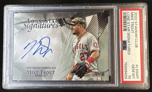 2022 Topps Stadium Club Mike Trout Lone Star Signatures Auto #/25 Angels PSA 10