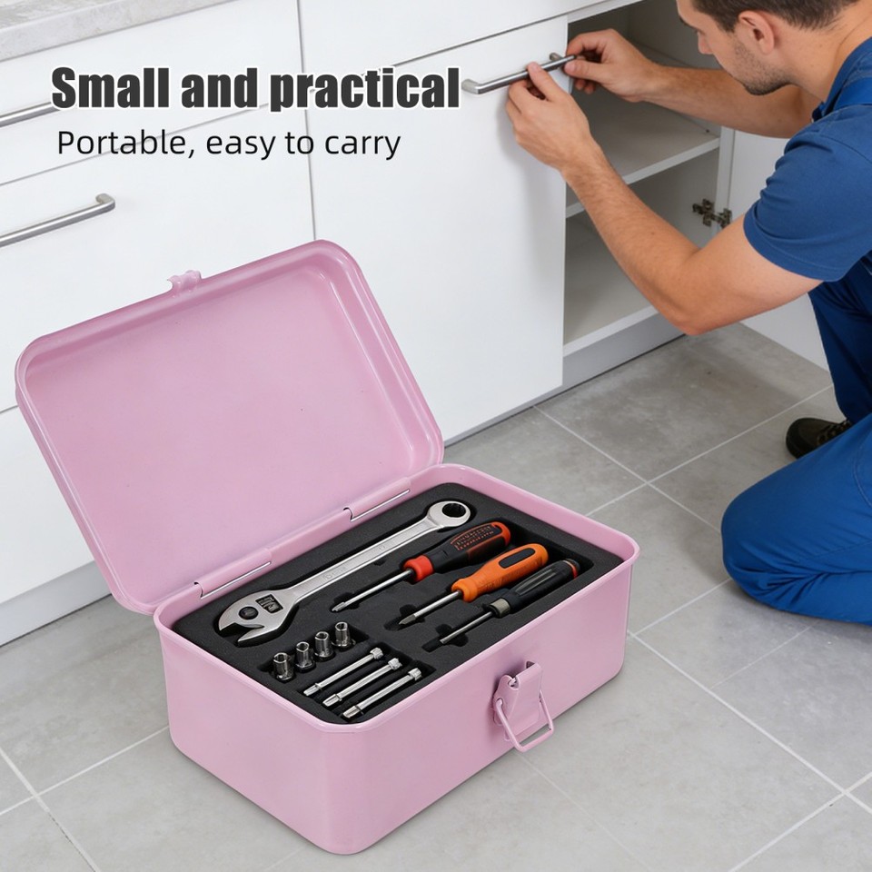 Home Tool Kit Set Steel Storage Box Toolbox Metal Tools Container ...