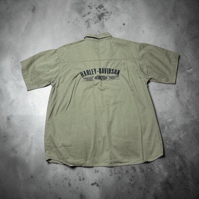 Harley Davidson Button Down Shirt, Men s XL, Brown, Savannah, GA, Harley