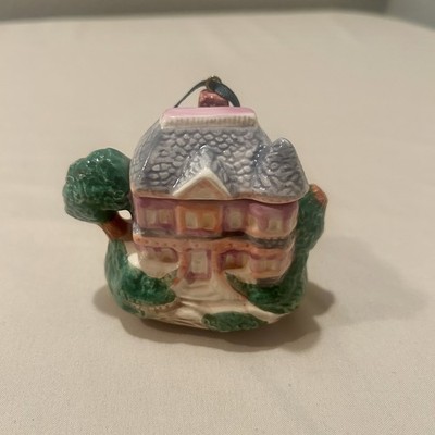 Ceramic Trinket Box ~ Victorian Home Teapot ~ 1995 Hallmark Ornament Vintage  
