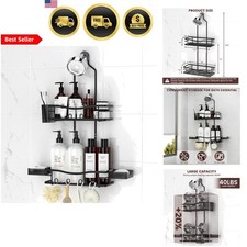 Shower Caddy Hanging Rustproof Organizer No Drilling Large Capacity Hooks Bot...