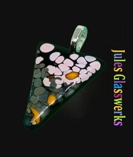 Hand Crafted  Fused Glass Pendant W/Chain #1355