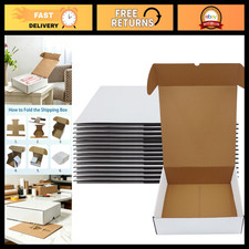 13x13x4 Inch Shipping Box Set of 15 - White Corrugated Cardboard Mailer, Durable