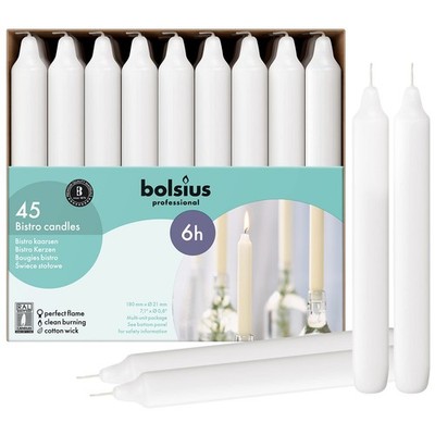 BOLSIUS White Household Candles 7 Inch Dinner 1 inch x 7 inches, 