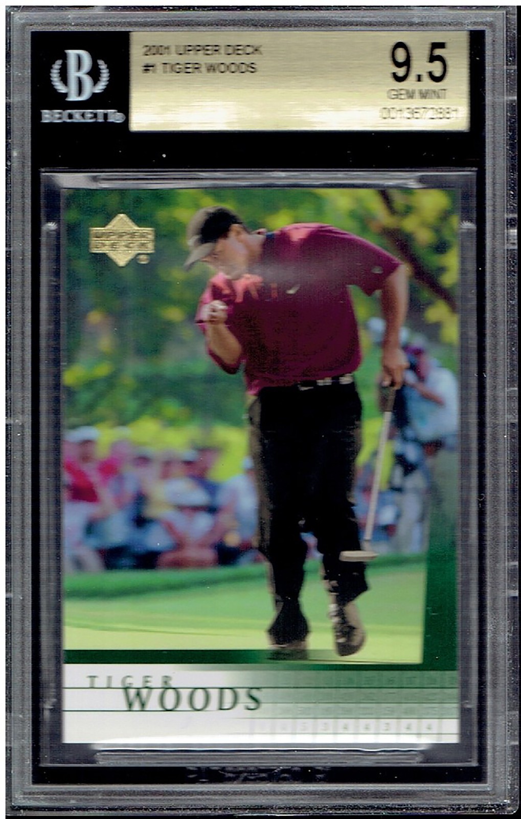2001 Upper Deck - #1 Tiger Woods BGS 9.5 X 3 TRUE Gem-Mint 10 ROOKIE RC