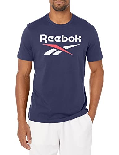 REEBOK Men Regular fit Short Sleeve T-Shirt Shirt Medium Blue Solid