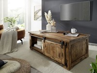 Couchtisch Massivholz 120X70Cm Mango Holz Massiv & Eisen Neu Ovp!!!