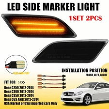 White/Amber LED Side Marker Light for Mercedes Benz C250 C300 C350 C63 2012-2014