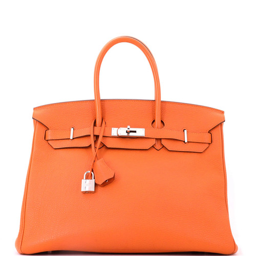 Hermes Birkin Handbag Orange Togo with Palladium Hardware 35
