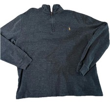 Polo Ralph Lauren Estate Rib Sweater Mens 1XB Gray 1/4 Zip Preppy Flesh Pony