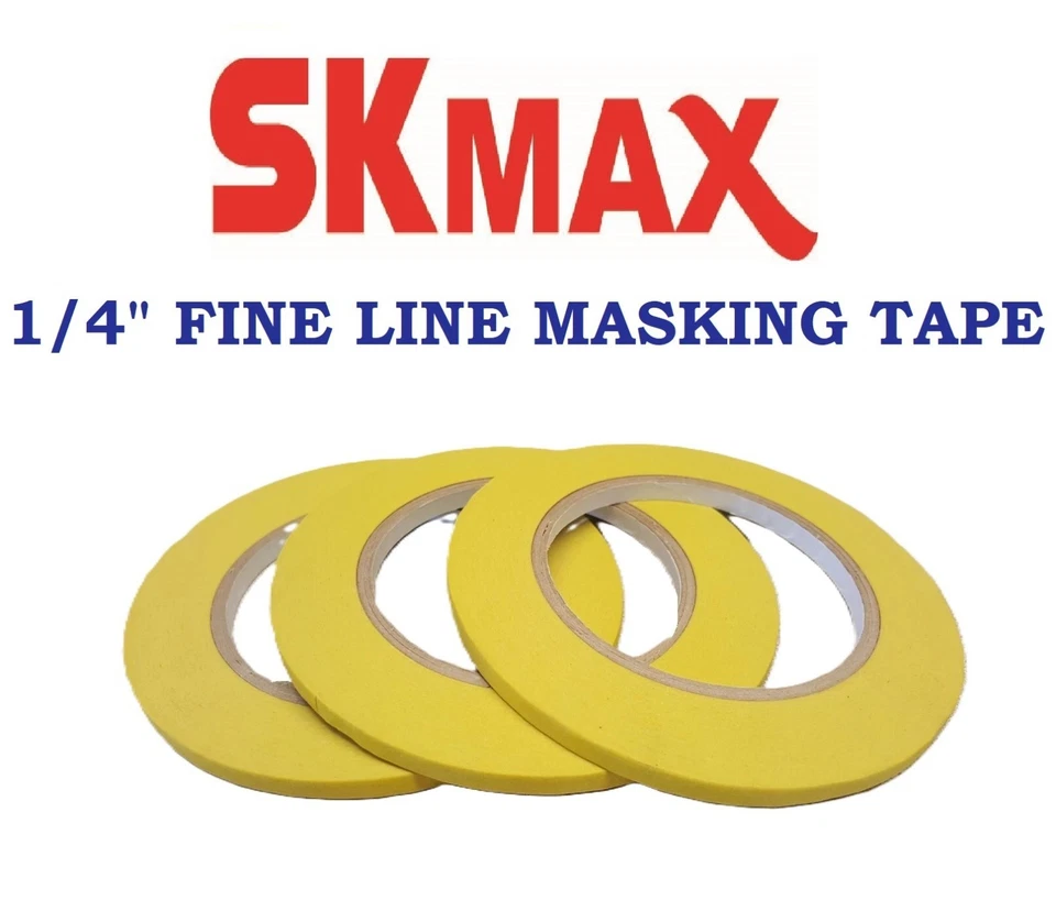 SKmax 1/4" X 60YDS Yellow Fine Line Masking Tapes 3 ROLLS - Image 2 of 4