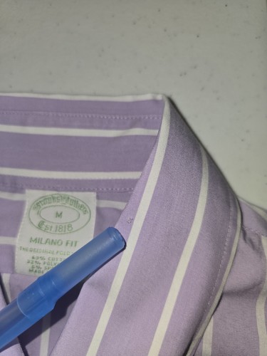 Brooks Brothers Milano Fit Men's Purple And White Stripe Easter Spring -173 - Picture 7 of 7