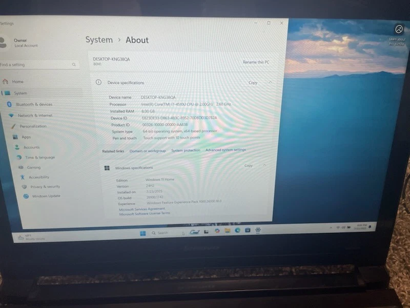 Lenovo Edge 15 80H1 15 6" LED Laptop I7-4510U 8G Ram 500GB SSD Win 11 Home - Image 4 of 4