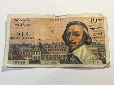 Billet France 10 Nouveaux Francs Richelieu 5-1-1961 (190-18/A2-4) - Photo 1/2
