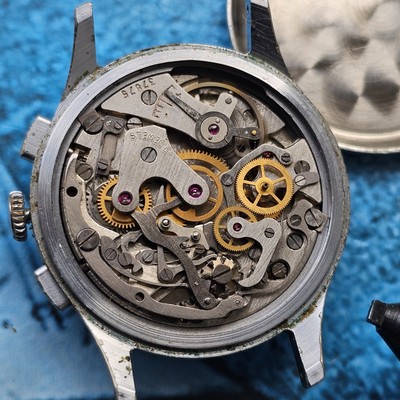Cadran De Chronographe Vintage Poljot 3017 Sekonda Strela Noir - Pour Pièces Ou Restauration