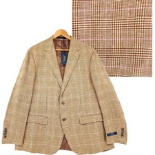 Polo Ralph Lauren Glen Plaid Blazer 46R Men Linen Brown Preppy Academia NEW 598