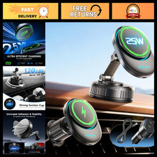 25W Magnetic Wireless Car Charger with Cooling Fan, Suction Cup  Vent Mount for