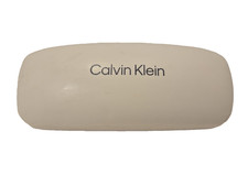 Calvin Klein White Sunglass Eyeglass Hard Clam Shell Faux Leather Deep Case