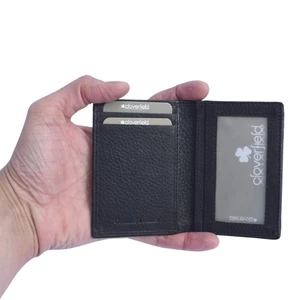 Porte-cartes en cuir de vache authentique pour hommes - Petit, compact & Mince - Double