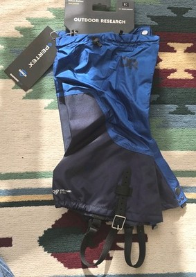 Outdoor Research Helium Gaiters Mens Medium Naval Blue Pertex Shield Ski Hiking