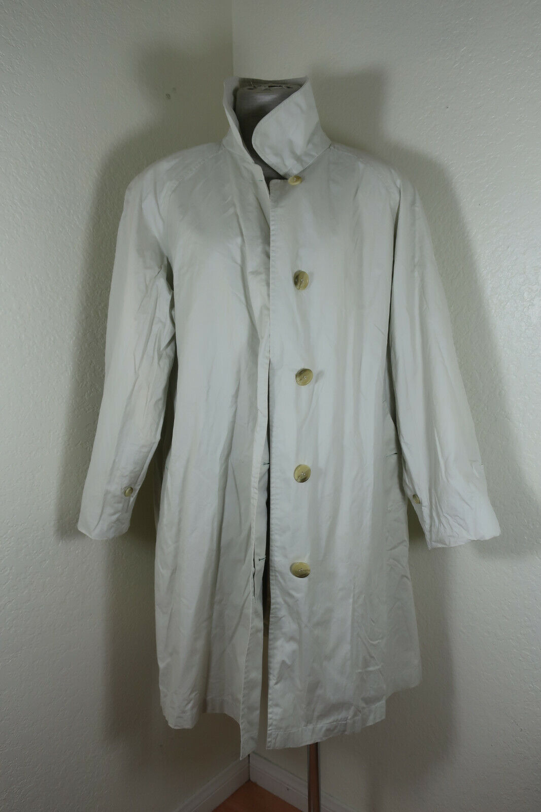 Vintage BURBERRY Bone White Trench Coat Jacket Bl… - image 12