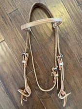 NEW Martin Saddlery Headstall/ Western Bridle/ Harness Leather/ Rawhide accents