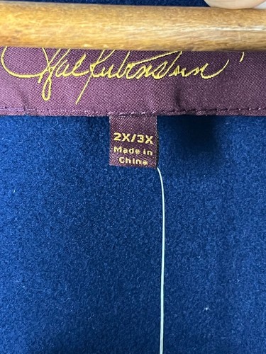VTG Heritage Royal Blue Wool Blend & Vegan Leather Cape OverCoat, Unisex Size 2X - Picture 16 of 17