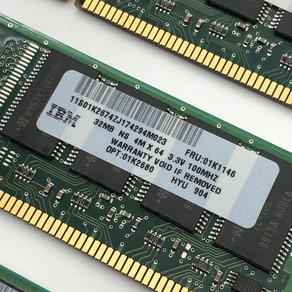 128MB IBM Fru 01K1146 (4) pcs 32MB 168Pin SDRAM DIMM PC100 Memory PC-100 Hyundai - Image 2 of 4