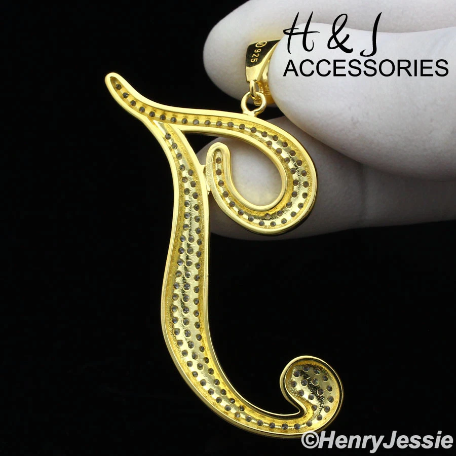 COLGANTE HOMBRE PLATA ESTERLINA 925 CIRCONITA HELADA CHAPADO EN ORO LETRA INICIAL "T"*GP220 Foto 3 de 4