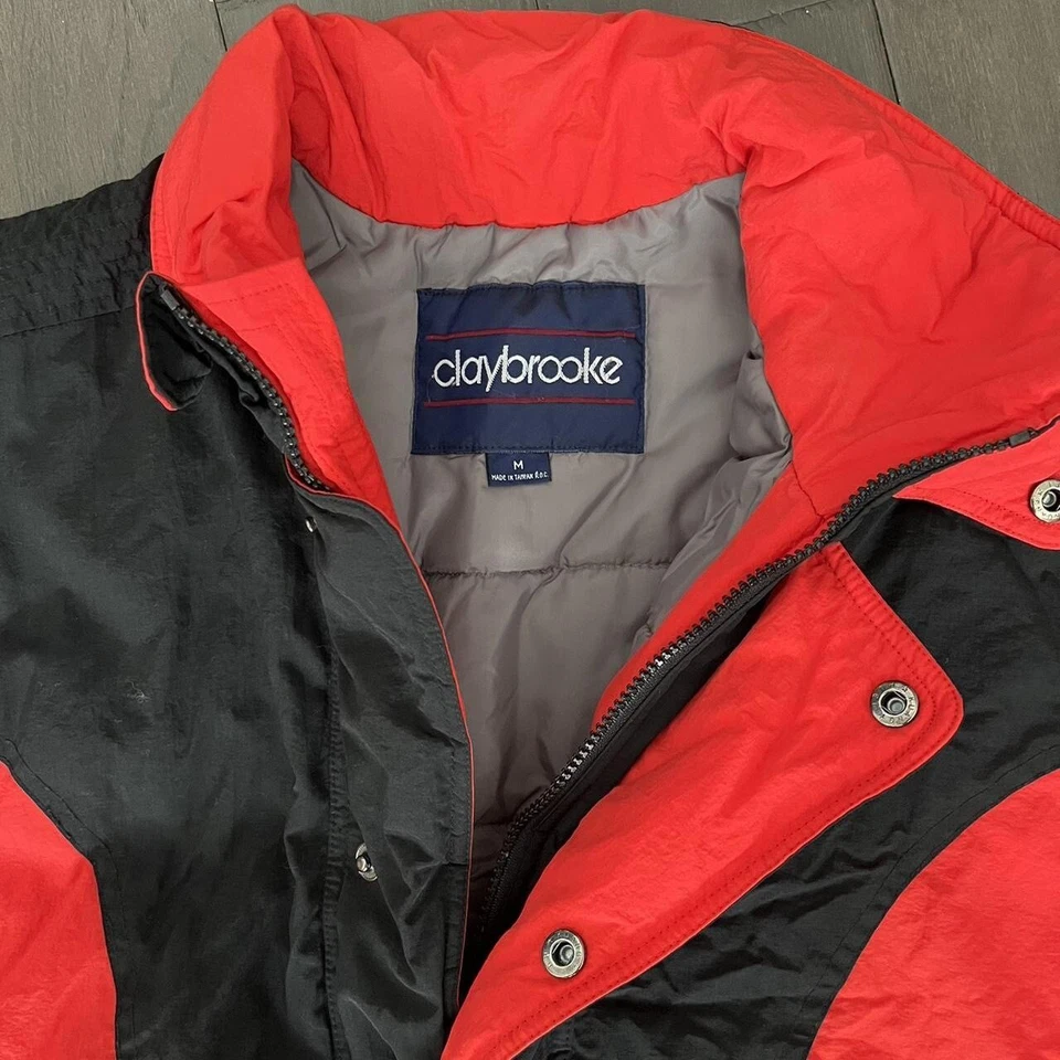 Chaqueta Claybrooke Vintage Años 80 90 Negra Roja Para Hombre Mediana Foto 3 de 4