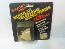 VINTAGE SATURDAY'S HELP MODULAR TELEPHONE ACCESSORY 4 PRONG CONVERTER