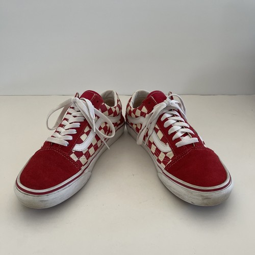 Vans Old Skool Chekered Skate Shoes Red White Size M 6.5/ W 8 Suede Canvas - Imagen 6 de 10